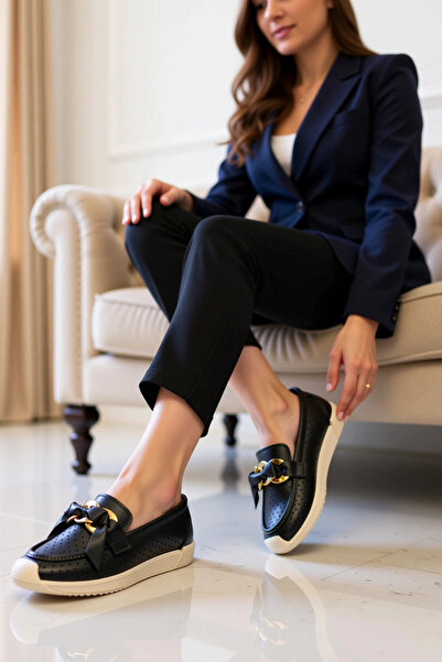 BENERLY Balerini de damă cu talpă plată, vârf rotund, fără șireturi, funcțion...