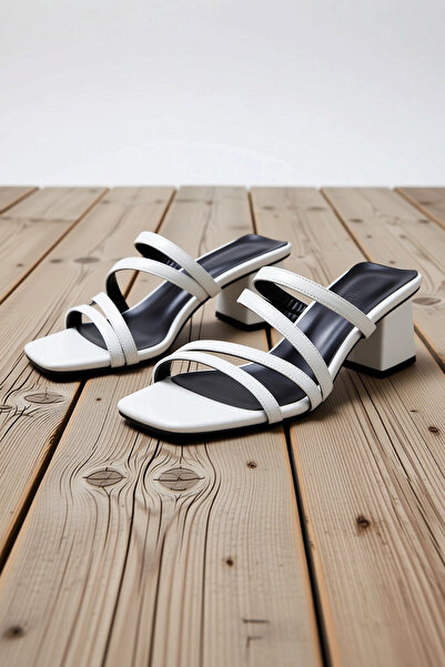 BENERLY Women's Square Toe Block Heeled Strap Slippers 100% Polyurethane Func...