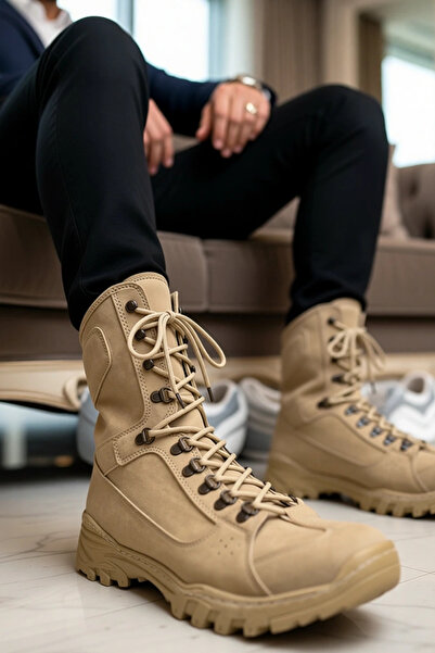 BENERLY Men's Lace-Up Orthopedic Sole Casual Suede Boots Functional Durable Q...