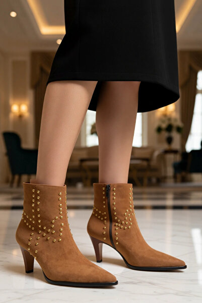 BENERLY Γυναικείες μπότες από σουέτ με μυτερή μύτη και τακούνι, λειτουργικές,...