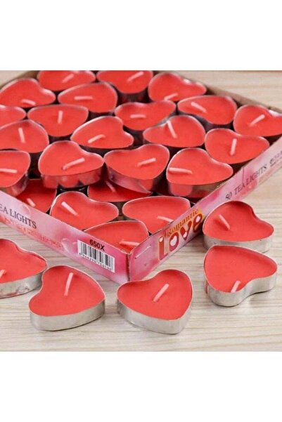 Generic مجموعة من 50 شمعة صغيرة حمراء على شكل قلب، مثالية للحفلات والأعياد وتزيين العشاء