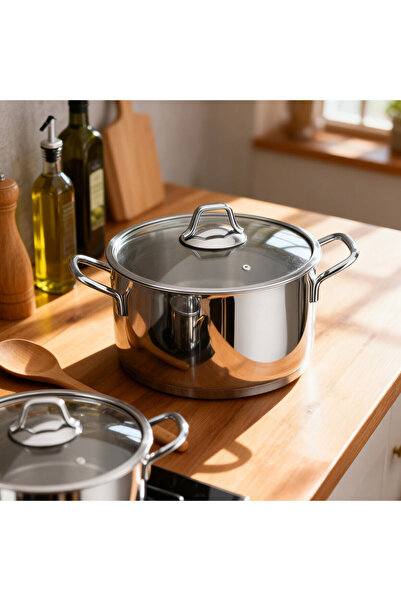 Güral Porselen Güral 20 cm Paslanmaz Çelik Derin Tencere Metal Kulp