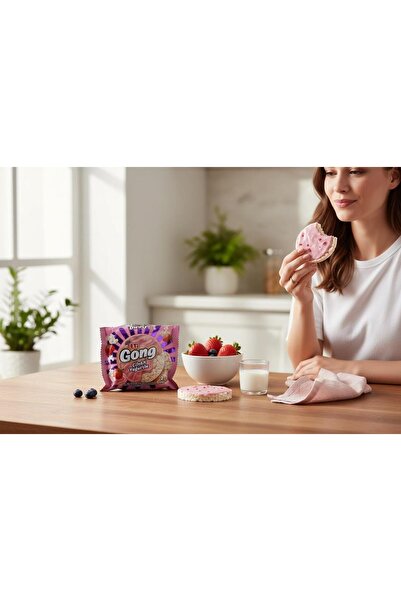 MyClean 2 Pieces of Eti Gong Healthy Snack Rice Crackers with Strawberry Yogurt