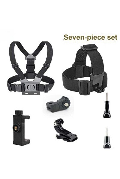 Generic 7-in-1 Action Camera Accessory Set for GoPro Hero 13-4, Chest & Head Straps + Phone Holder