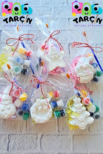 TARÇIN BOYAMA ATÖLYESİ Eğitici Etkinlik Yılbaşı Özel Serisi 6 Obje 6 Boya 6 Fırça