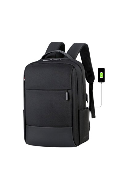 OEM Rucsac bussines cu incarcare laterala USB, unisex, impermeabil, negru, poliester, 41x231x12 cm