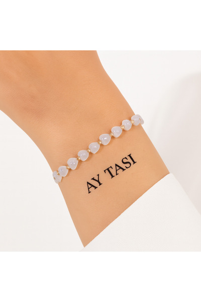 MYNAURA Ay Taşı Kalp Kesim Detaylı Ayarlanabilir Bileklik