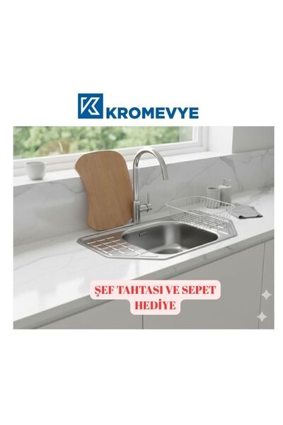Kromevye EC-161 PASLANMAZ ÇELİK MUTFAK EVYESİ 49X78