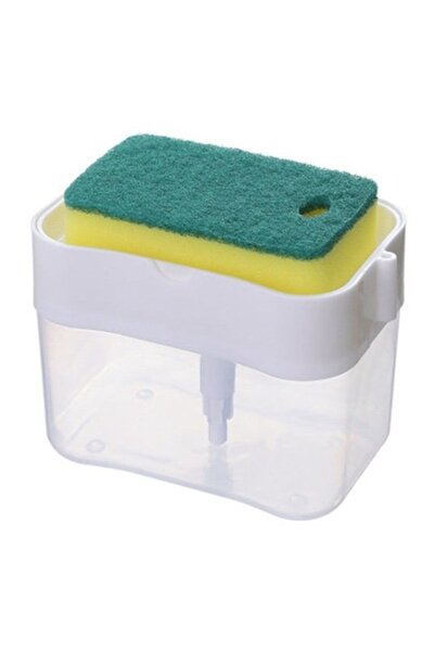 eMazing Διανομέας υγρού απορρυπαντικού 2 σε 1 με θήκη σφουγγαριού, 380 ml, Λευκό