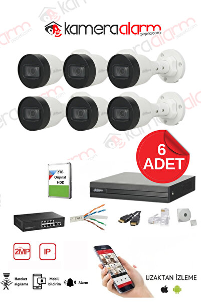 DAHUA 2MP 6 KAMERALI IP TAK ÇALIŞTIR KAMERA SETİ