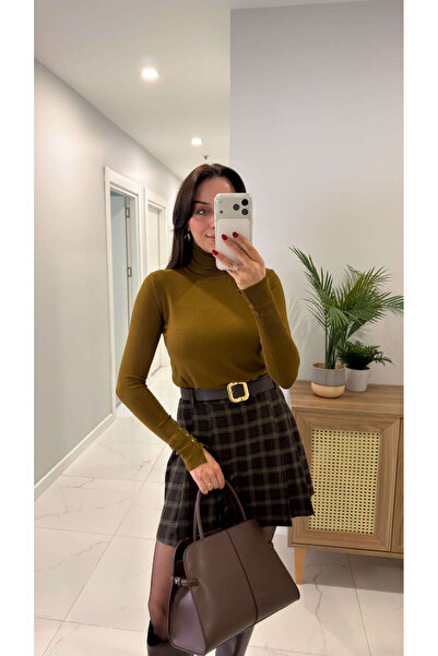 BİRCANÇİL Dlvin Wessy Yağ Yeşili Balıkçı Yaka Triko