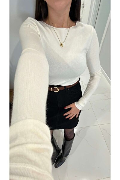 BİRCANÇİL Bluză din tricot din cașmir cu decolteu barcă Dlvin Kosiwa Ecru