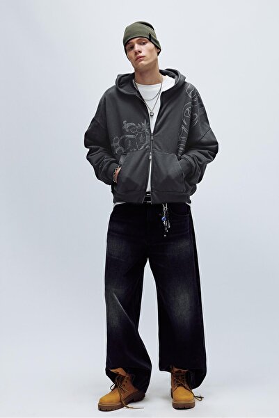 Pull & Bear STWD fermuarlı kapüşonlu sweatshirt