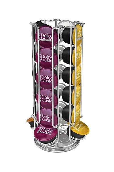 BLOOMING TIME Sleek Silver Nescafe Dolce Gusto Coffee Pod Stand Organize 24 Pods in Style
