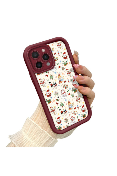 ucuc حافظة مضادة للسقوط من السيليكون باللون العنابي بنمط عيد الميلاد متوافقة ...