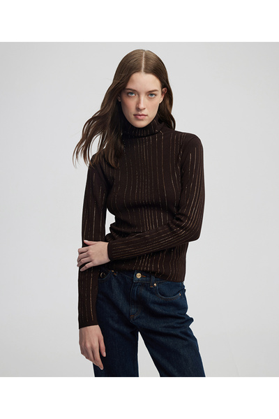 İpekyol Hotfix baskılı balıkçı yaka triko