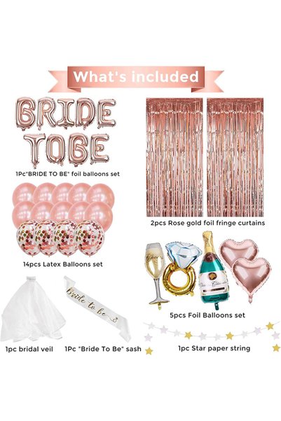 Generic Bachelorette Party Decorations Rose Gold Bridal Shower Party Kit Bride to be Foil Balloons Set