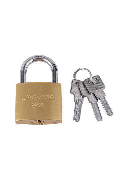 Lawazim Brass Padlock 38mm with 3 Keys Weather Resistant Security Lock