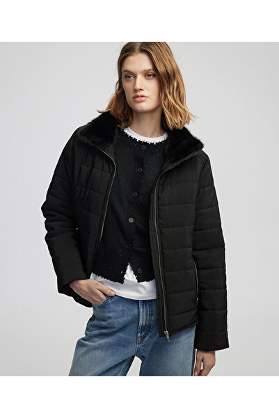 MISS IPEKYOL Suni kürk yakalı şişme mont