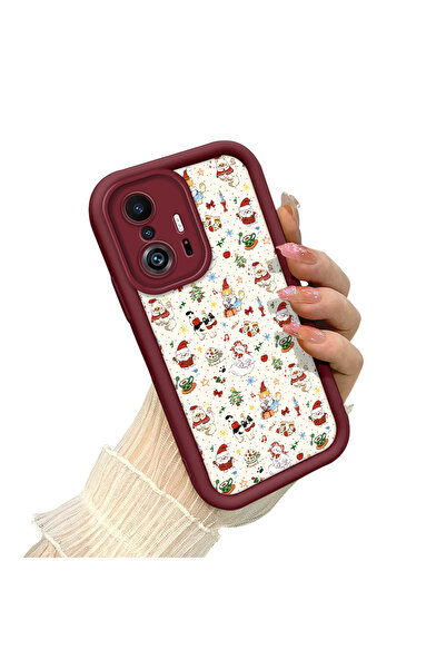 ucuc حافظة مضادة للسقوط من السيليكون باللون العنابي بنمط عيد الميلاد متوافقة ...