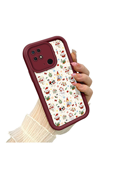 ucuc حافظة مضادة للسقوط من السيليكون باللون العنابي المتوافق مع نمط عيد الميل...