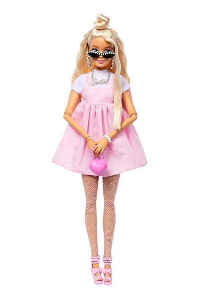 Barbie Deluxe Style Doll #3 - Barbiecore Outfit, Blonde Top Knot, Pink Pastel Dress