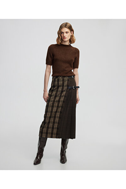 İpekyol Ekose desen mix midi etek