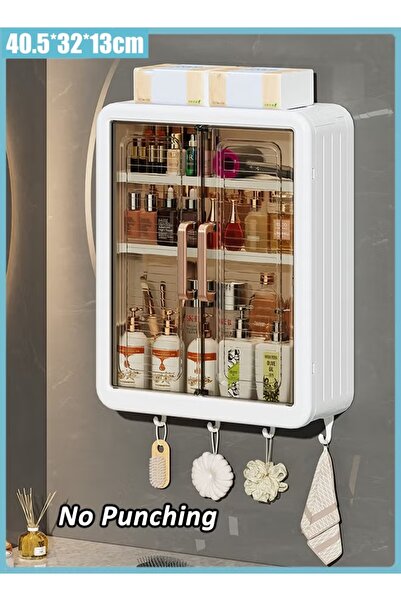 Generic Bathroom Storage Rack Large Bathroom Wall Cabinet No Drilling Storage Shelf Wall-Mounted Organizer