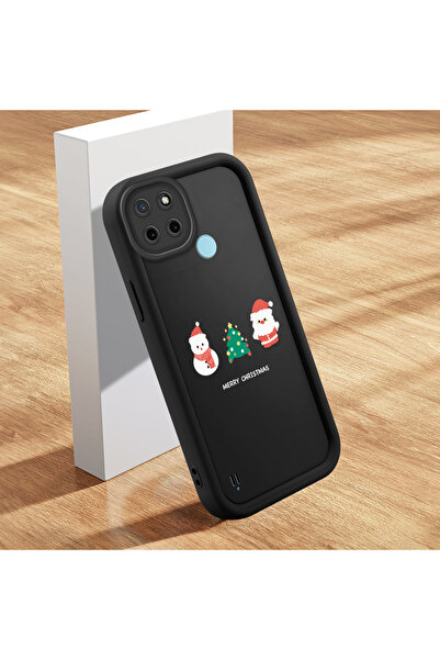 ucuc حافظة من السيليكون مضادة للسقوط بنمط مهرجان عيد الميلاد من Realme C21Y/C25Y