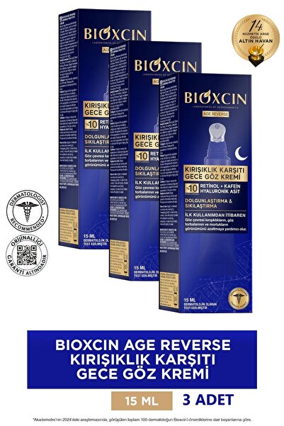 Bioxcin Age Reverse Anti-Wrinkle Eye Cream 3X15 ml - 10% Retinol, Caffeine, Plumpness, Firmness