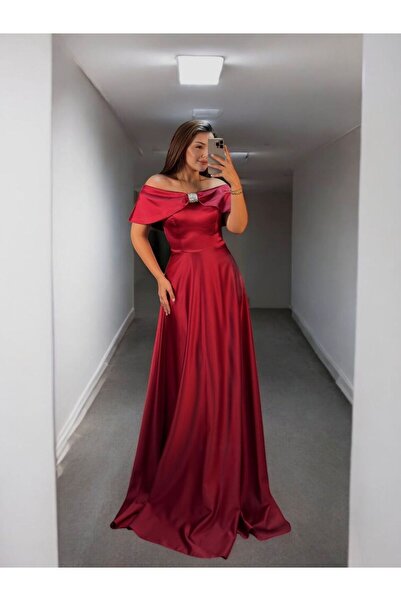 OLA Madonna Yaka Bella Bordo Abiye Elbise