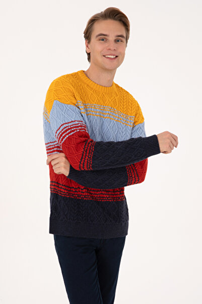 U.S. Polo Assn. Men's Comfort Fit Crew Neck Mustard Sweater 50308306-Vr072