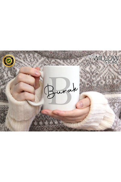 WİLLOW STORE KİŞİYE ÖZEL ERKEK İSİMLİ B HARFİ PORSELEN KUPA BARDAK,MODERN,EST...