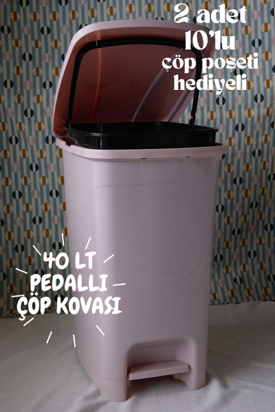 ŞATİ HOME 40 Litre Pedallı İç Kovalı Slim Çöp Kovası Mutfak/Banyo/Ofis Çöp Ko...