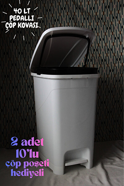 Genel Markalar 40 Litre Pedallı İç Kovalı Slim Çöp Kovası Mutfak/Banyo/Ofis Ç...