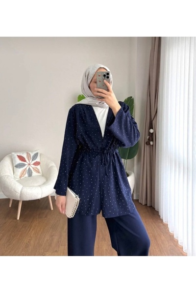 Tarzımızbir Taşlı kimono takım alt üst tesettür takım modal kumaş