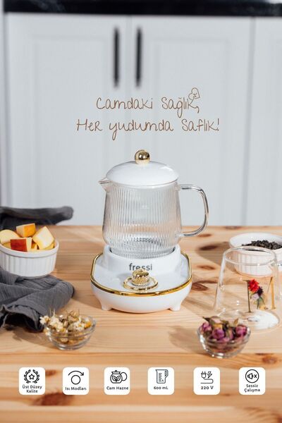 Fressi Cam Su Isıtıcı Kettle Elektrikli Çok Fonksiyonlu Bitki Çayı Makinesi Beyaz 600ml Ysb-gc03 Venice