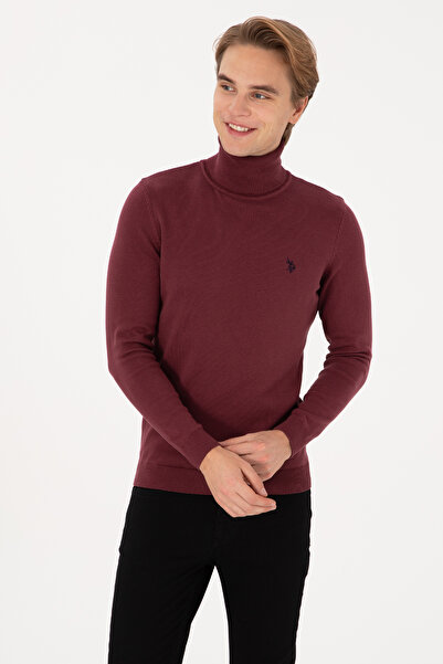U.S. Polo Assn. Men's Slim Fit High Collar Burgundy Sweater 50313640-Vr177