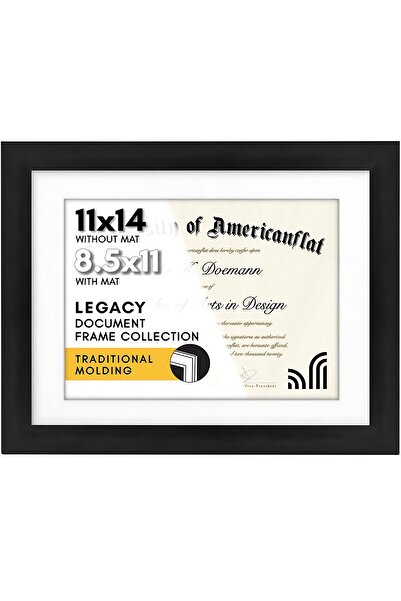 almihomi Americanflat 11x14 Black Diploma Frame | Displays 8.5x11 Diplomas with Mat or 11x14 Inch Without Mat