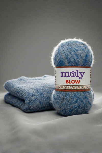 Moly Blow Tüylü Örgü İpi 100gr - [Color No: 117] - Yumuşak Melanj Dokulu Kazak ve Hırka İpi