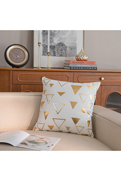 CozyhomeVIP Geometric Gold Triangle Pillow Protector Covers – 4 Pack | Modern Decorative Cushion Covers