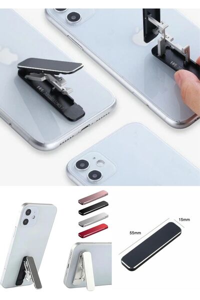 QesQin Kendinden Yapışkanlı Ultra İnce Telefon Standı Katlanabilir Cep Telefonu Tutucu Şık Masaüstü