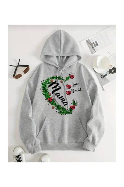 CrisPrint Hanorac Gri Personalizat cu Beteală și Numele Copiilor