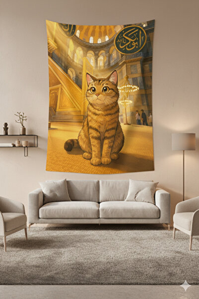 LUNA DİZAYN Ayasofya and Cat Themed Wall Covering Home Decoration Wall Carpet...