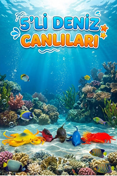 craftivio 5'li Deniz Canlıları Figür Oyuncak Seti - Eğitici Banyo ve Oyun Hay...