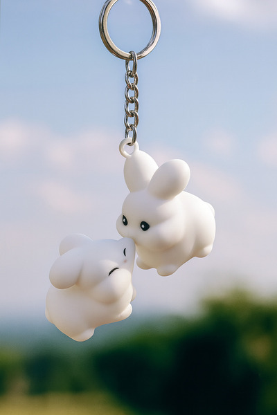 SHHOBİ Tatlı Tavşan Çift Anahtarlık - Tatlı Minik Tavşan Anahtarlık Olan Vers...