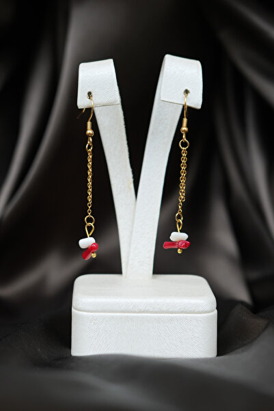 Luna Coral Natural Stone Dangle Steel Earrings (New Year)
