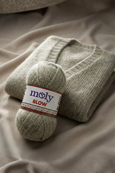 Moly Blow Tüylü Örgü İpi 100gr - [Color No: 100] - Yumuşak Melanj Dokulu Kazak ve Hırka İpi