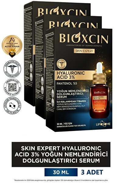 Bioxcin Hyaluronic Acid 3% 3X30 ml Intensive Moisturizing Plumping Serum - Panthenol (Vitamin B5)