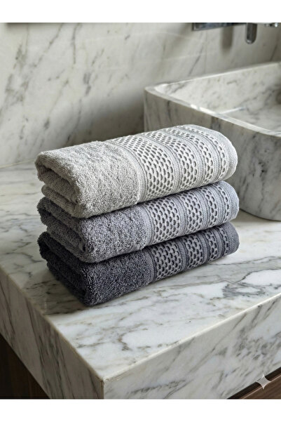 VİENNA مجموعة من 3 مناشف يد قطنية مقاس 50×90 – ناعمة الملمس، عالية الامتصاص، سريعة الجفاف، مناشف فاخرة